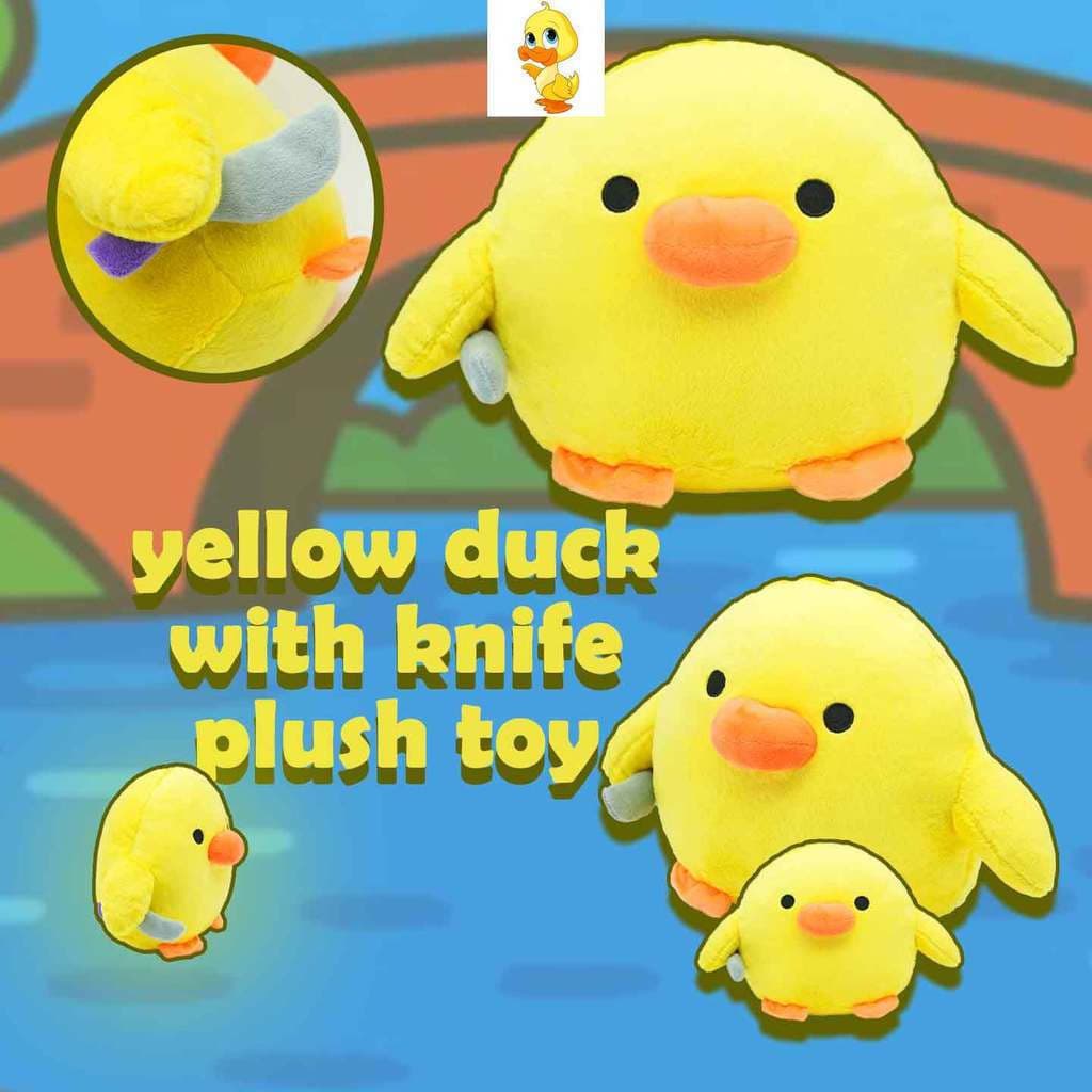 Mais ✨ Pato Amarelo Com Faca Brinquedo De Pelúcia Dos Desenhos Animados Bonecas Macio Animal Boneca Bonito Decoração Par