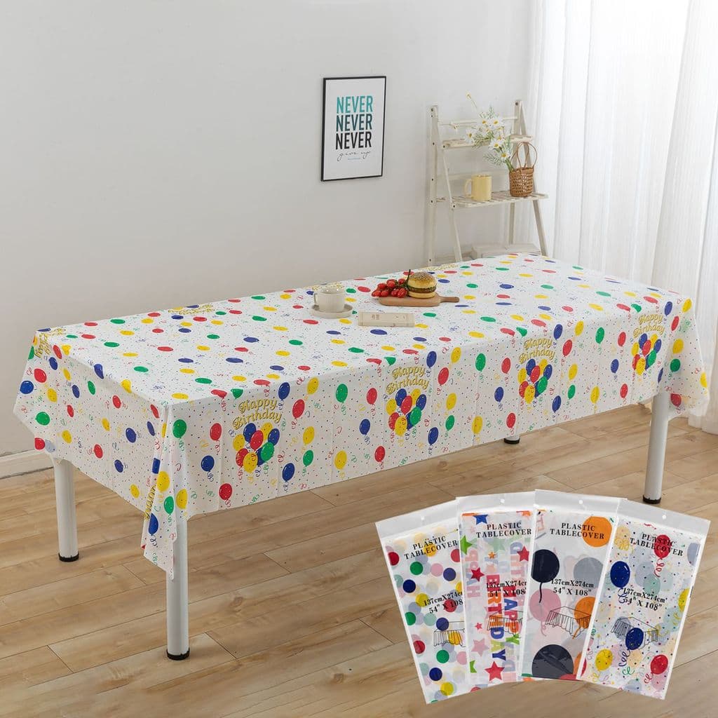 Toalha de mesa descartável para festa de aniversário, impressa com tema de feriado, em PEVA.