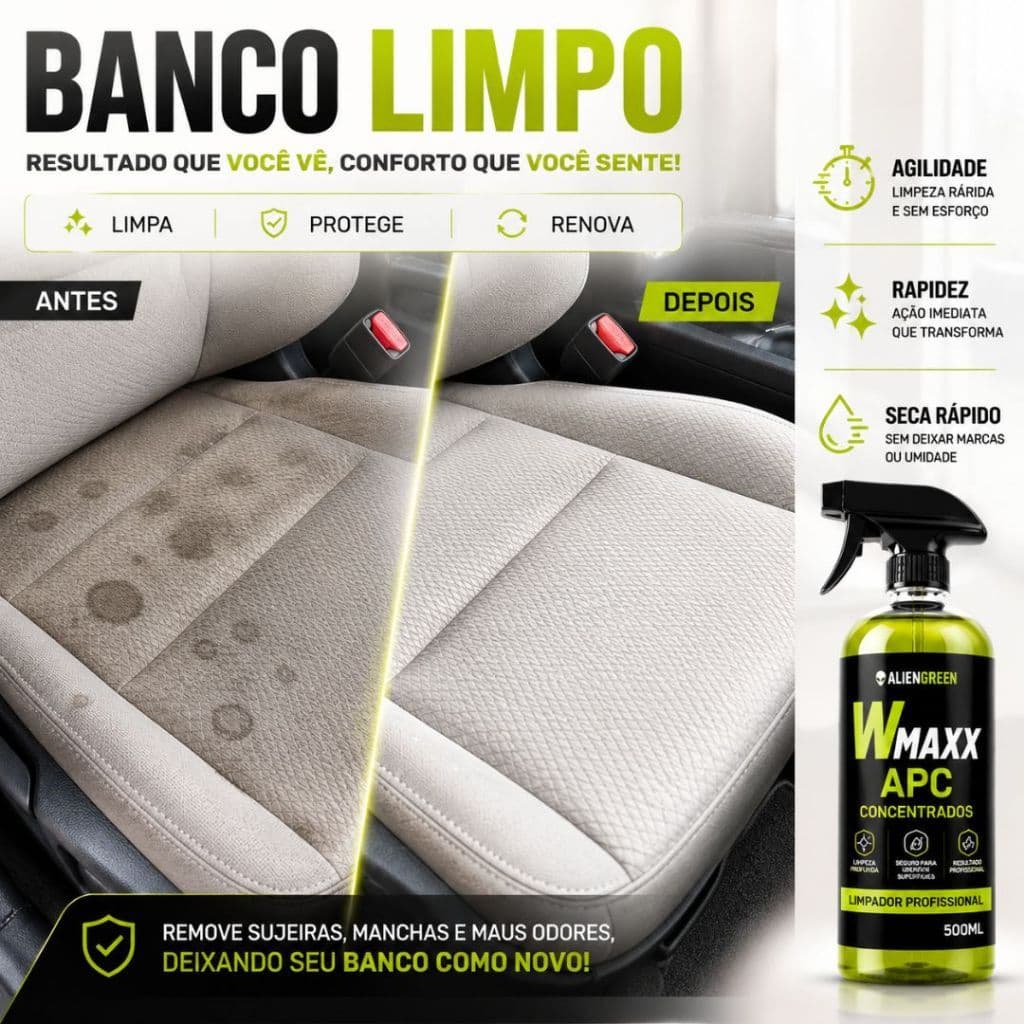 Limpa Estofado Spray Automotivo - Banco Teto Painel Portas - APC Uso Geral Wmaxx 500ml