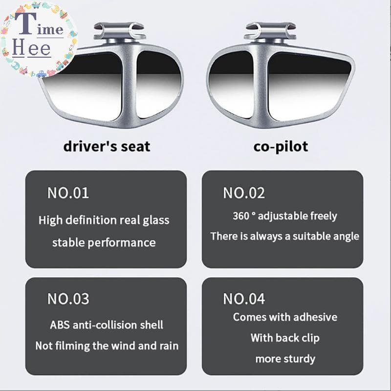 TimeHee 1/2 Pçs Espelho De Ponto Cego Do Carro Retrovisor Dupla Face 360 Graus Ajustável Grande Angular Invertendo BR