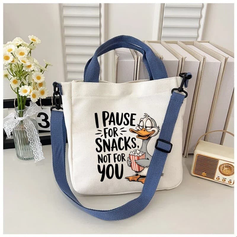 Moda Dos Desenhos Animados Pato Impressão Bolsa De Ombro Lona Sacola Impressa crossbody Saco Crianças Adulto Presente An