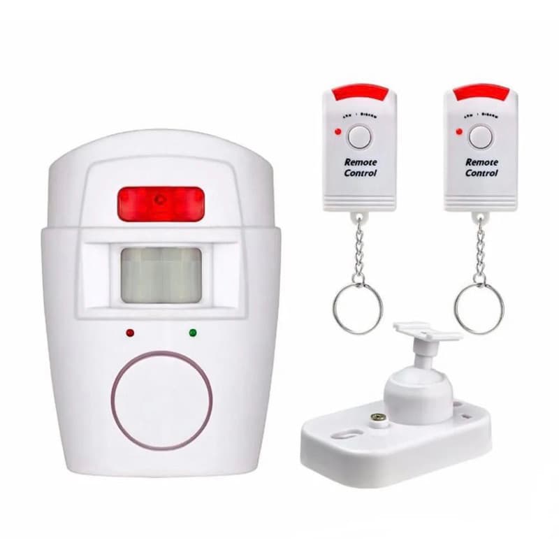 Kit Alarme Residencial sem fio com sensor de presença + 2 controles + 1 suporte de fixação á pilha