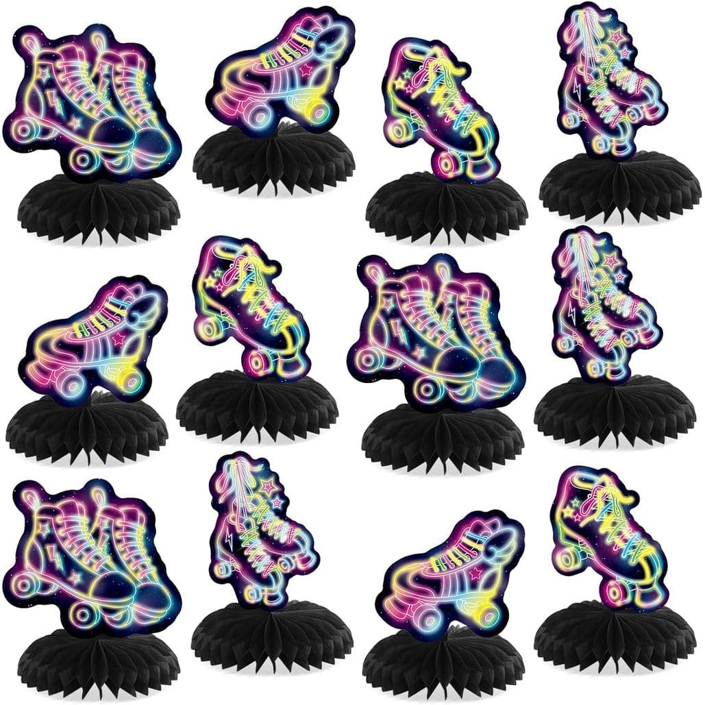 QOUBAI 12 Peças Decorações de Festa de Patinação, Centros de Mesa em Forma de Favo de Mel, Decorações de Mesa, Enfeites