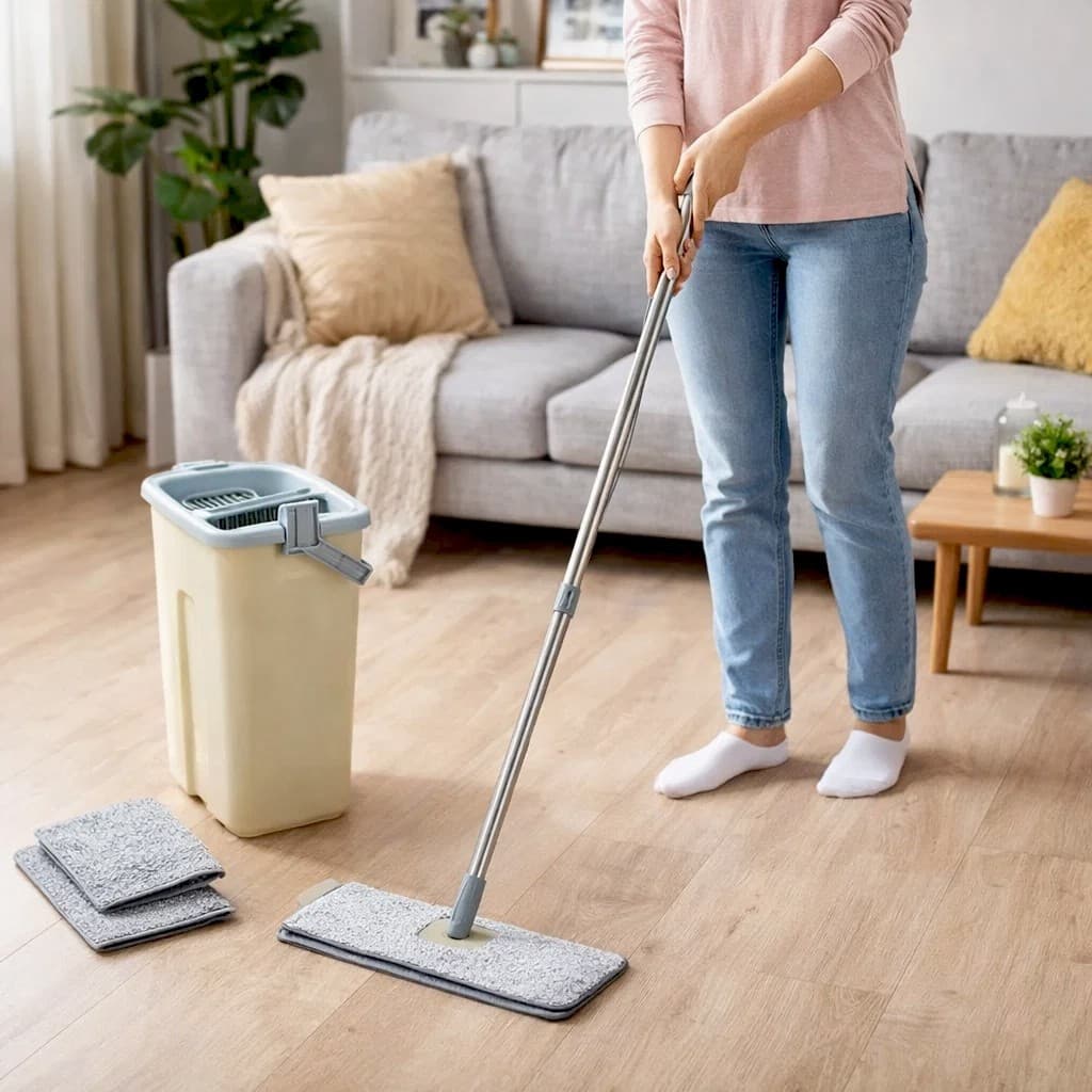 Esfregao Mop Balde 02 Refis Microfibra Limpeza Eficiente Piso Casa Absorcao Rapida