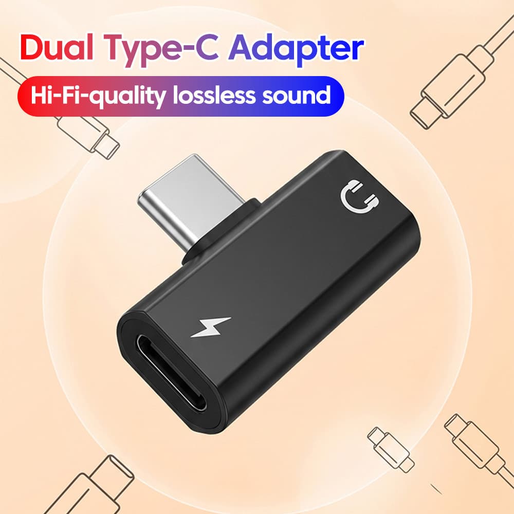 Adaptador De Fone De Ouvido E Carregador USB Tipo C 2 Em 1 Com Entrada De Áudio Auxiliar PD 10W Para Conversor