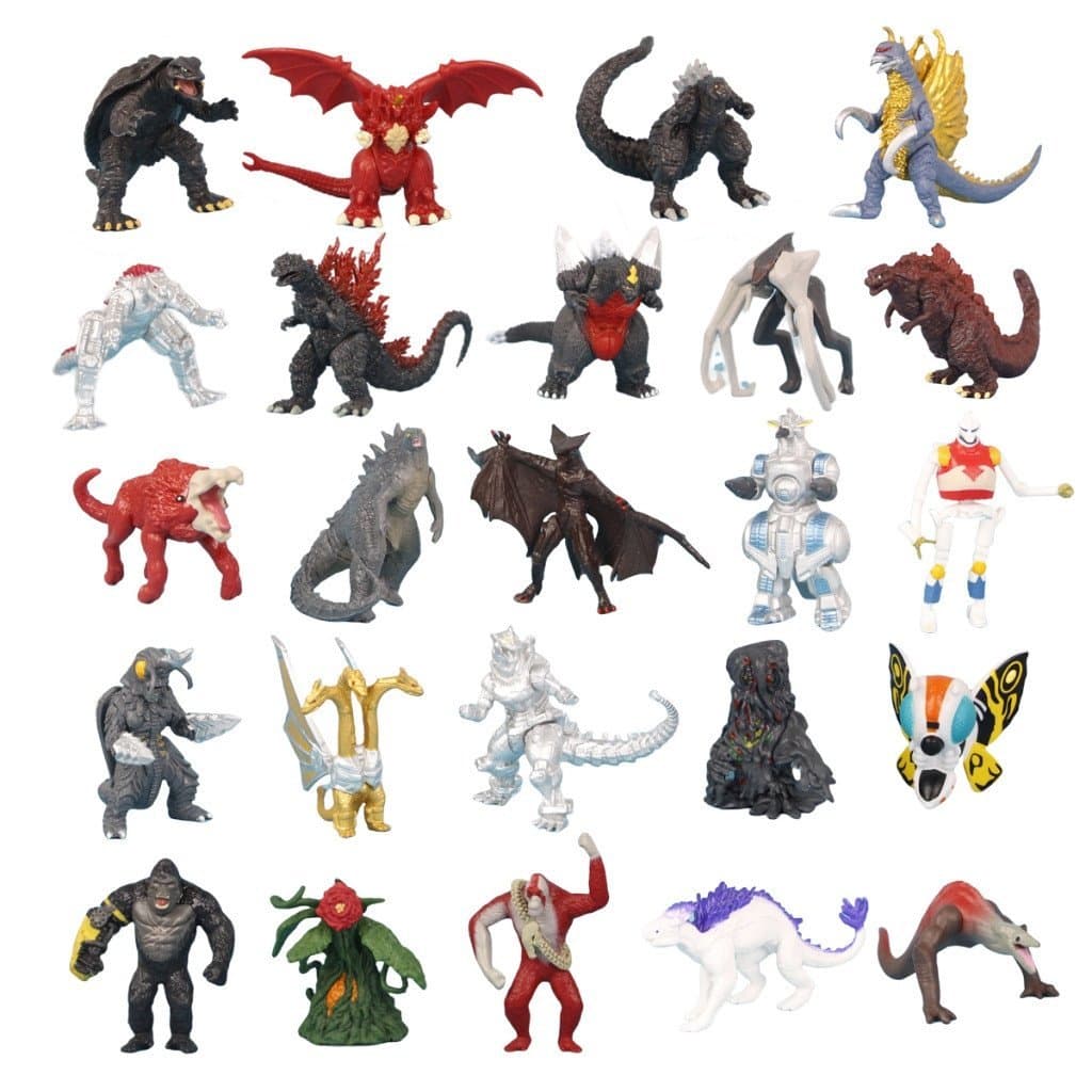 24Pcs/Set 5-8cm Anime Godzilla vs . Figura De Kong Gold King Ghidorah Mothra Skull Crawler Rodan Muto Biollante Figuras