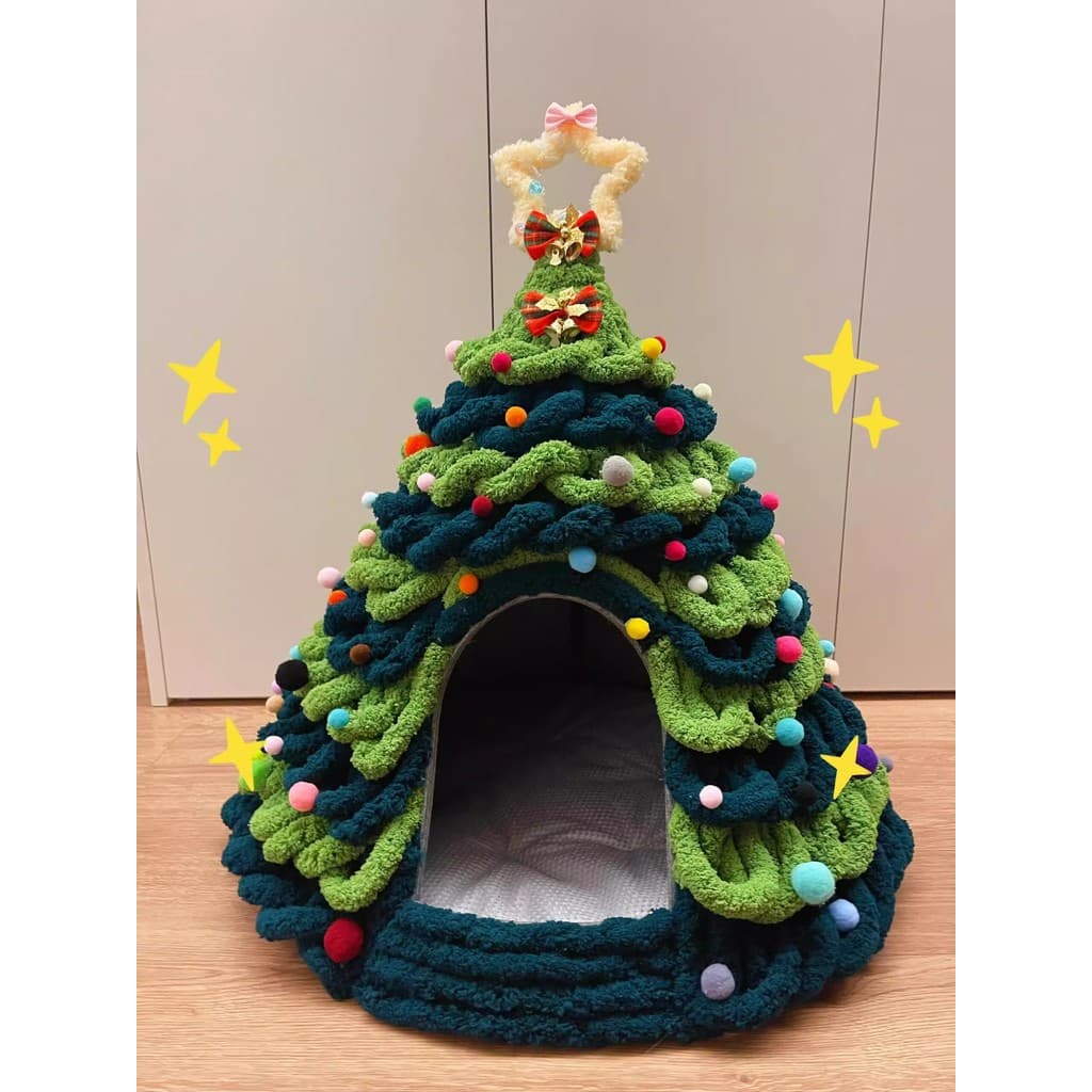 Árvore de natal maca de gato casa de gato artesanal Semi-fechada casa de gato quatro estações Universal casa de sup