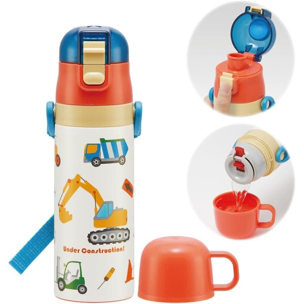 Garrafa de água Skater para crianças 2WAY Beber direto Copo de Bebendo Carro de trabalho Meninos Isolamento térmico de aço inoxidável Garr