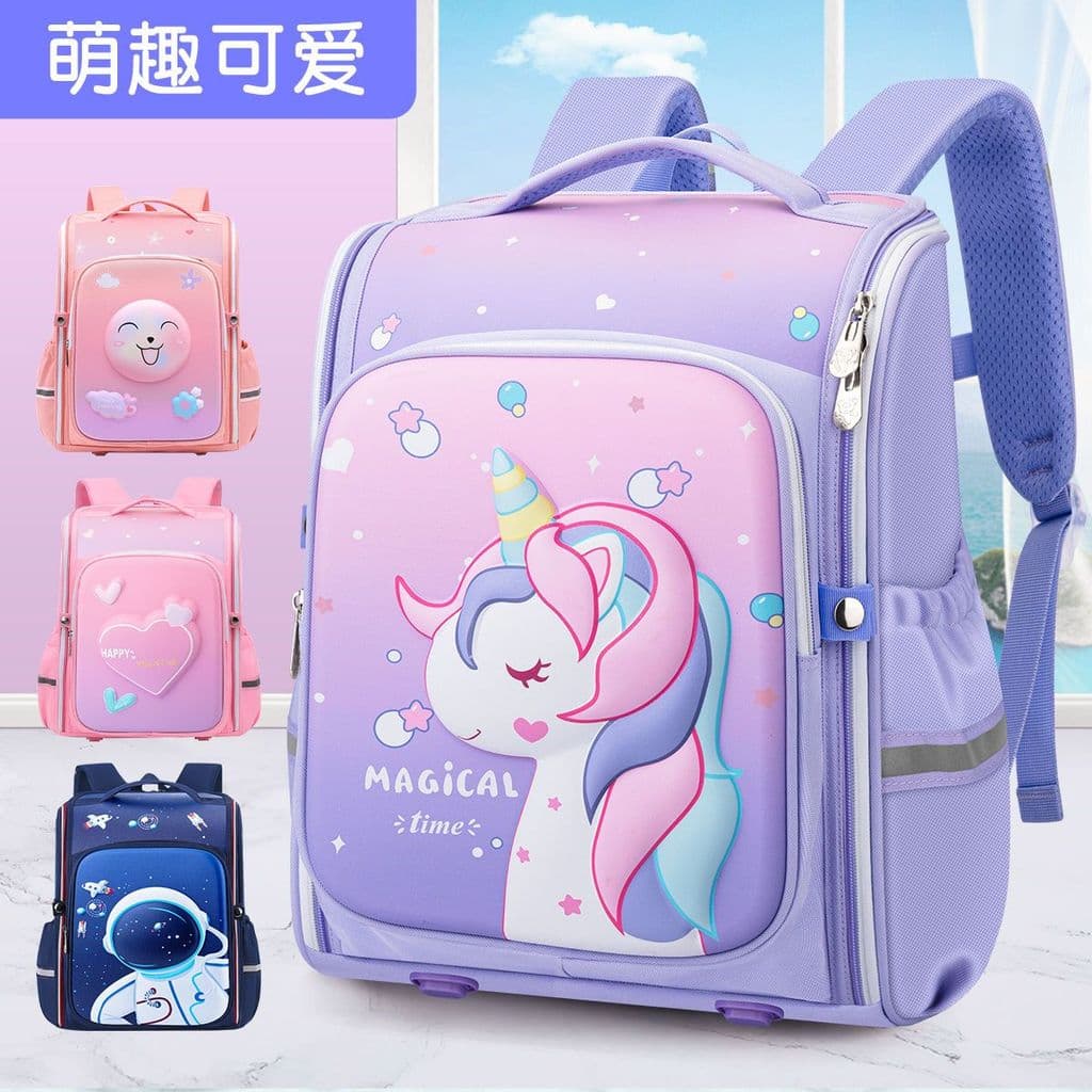 Mochila escolar ultraleve, estudantes do ensino fundamental, meninas, primeira série, três a seis crianças, duas cargas,