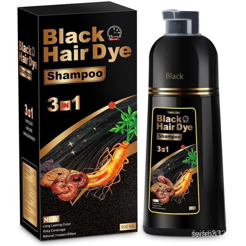 Shampoo Tintura de Cabelo Três em Um, Adequado para Cabelos Grisalhos, Shampoo Tintura de Cabelo com Ingredientes Herbai
