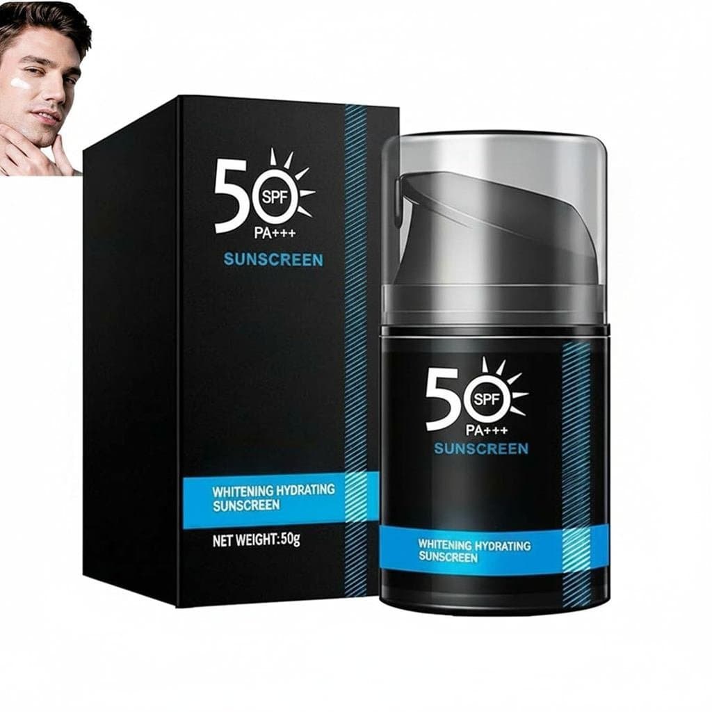 Protetor solar transparente SPF50 para rosto e corpo, protetor solar diário clareador para homens, ajuda a proteger cont