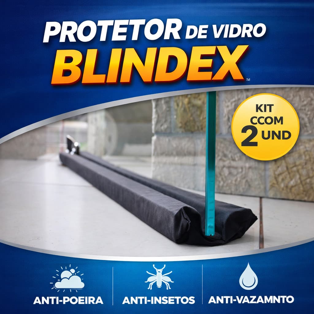Kit 2 Protetores Veda Porta Vidro Blindex 50 Cm Até 2,10 cm Metros Todos Os Tamanhos Contra Insetos