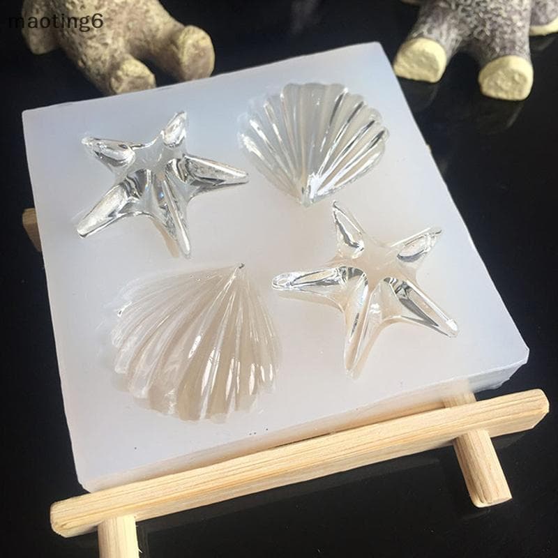 Conjunto De Moldes De Silicone DIY Para Assar , Fondant , Arte Em Resina-Concha De Estrela Do Mar-Kit De Decoração De Bo