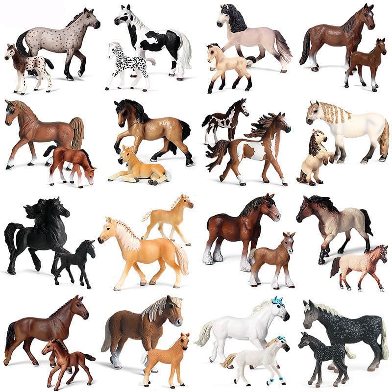2PCS Floresta Selvagem Steed Clydesdale Cavalo Modelo Animal Figuras de Ação Farm Rider Cavaleiro Coleção Kid Toy Gift