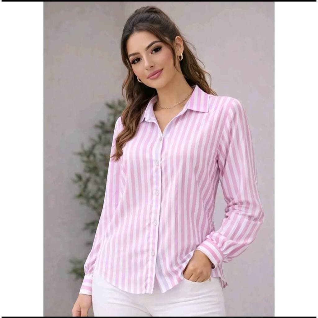 Camisa Femenina Listrado  DUNA  Manga Longa  Elegante Premium