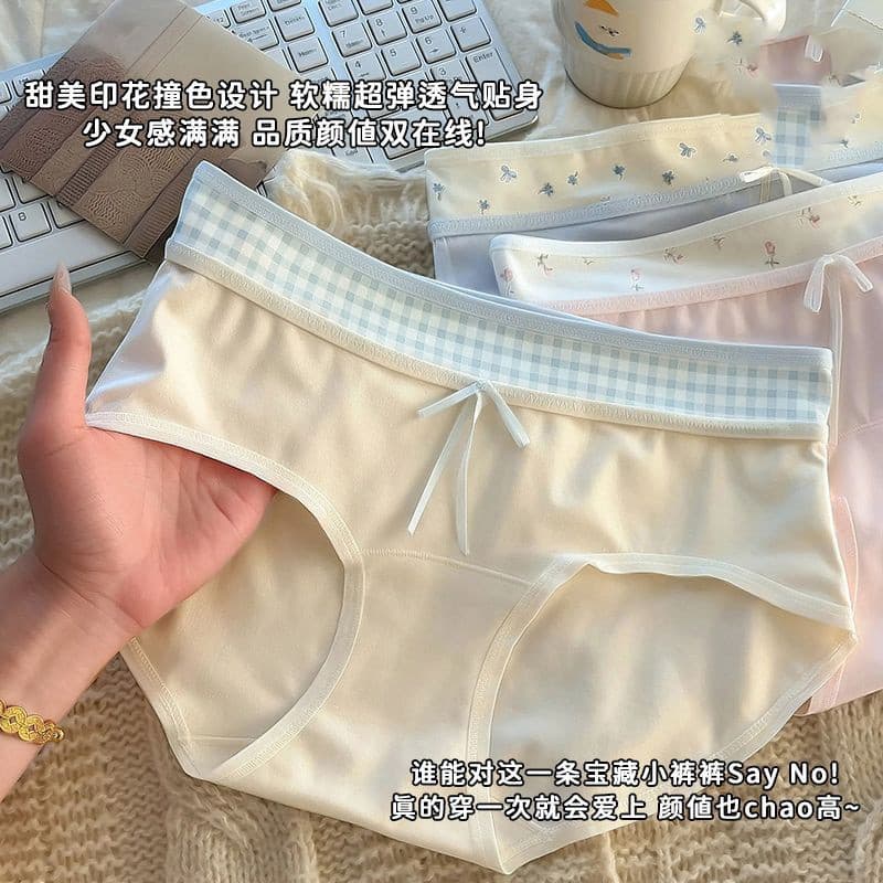 ((3 pacotes) 10A Roupa íntima alongada de algodão puro para meninas, roupa íntima feminina adequada para a pele, costura