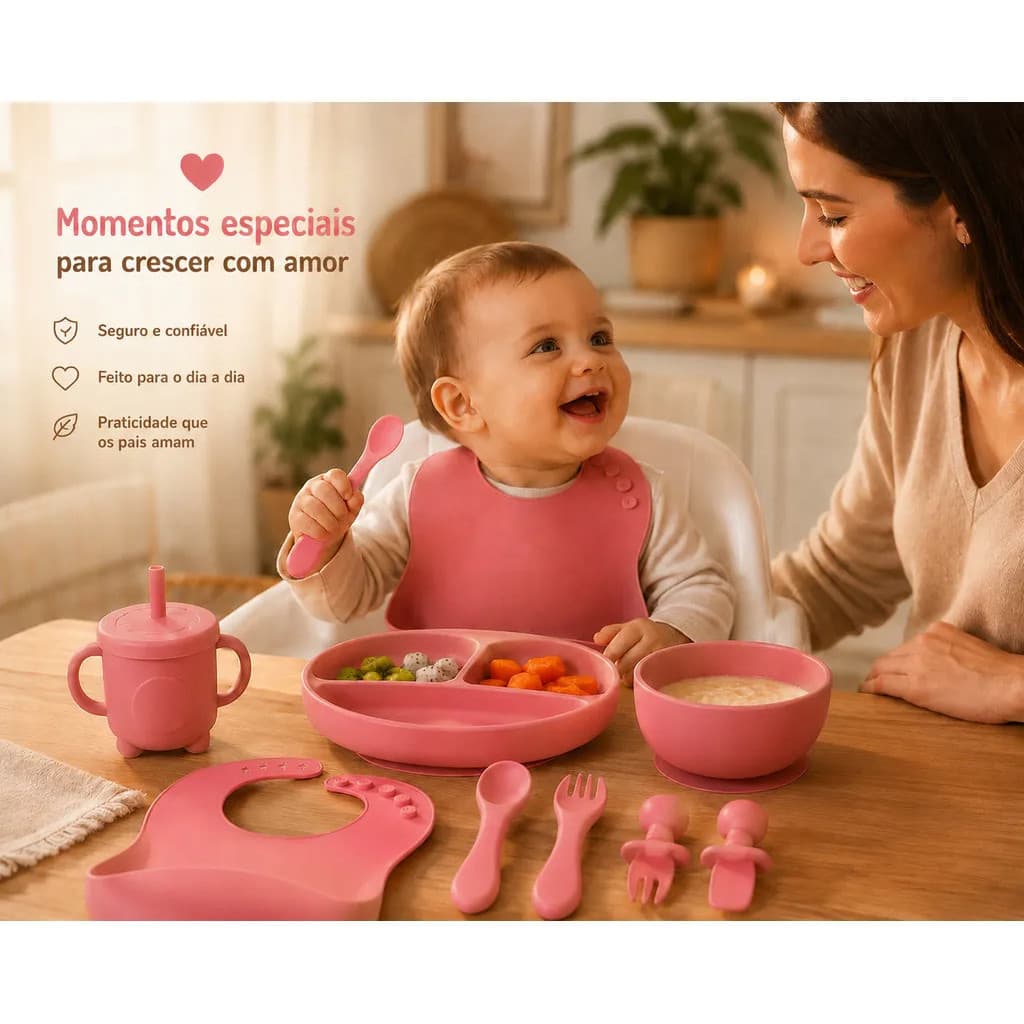 Kit Papinha Refeição E Babador De Silicone Pega Migalhas