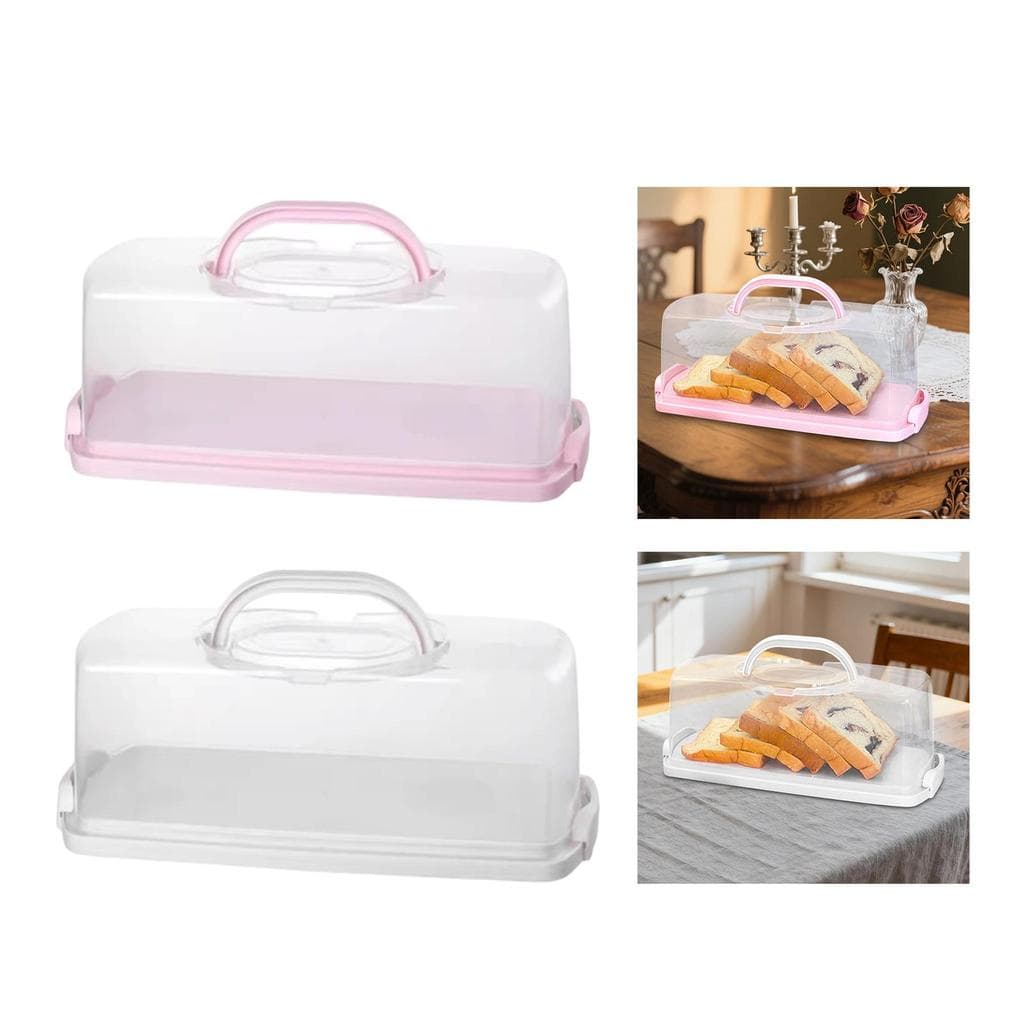 [baosityw8] Recipiente Para Bolo De Pão Caixa Armazenamento Com Alça Retangular Portátil Tampa Transparente Material Pp
