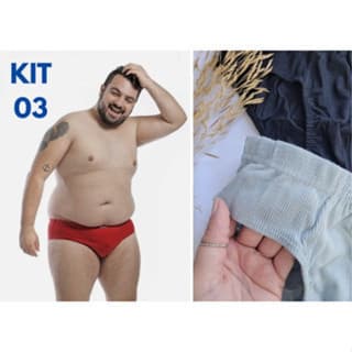 KIT 3 CUECAS SLIP ALGODÃO TAMANHO EG1 AO EG4 MARCA NAWES N21