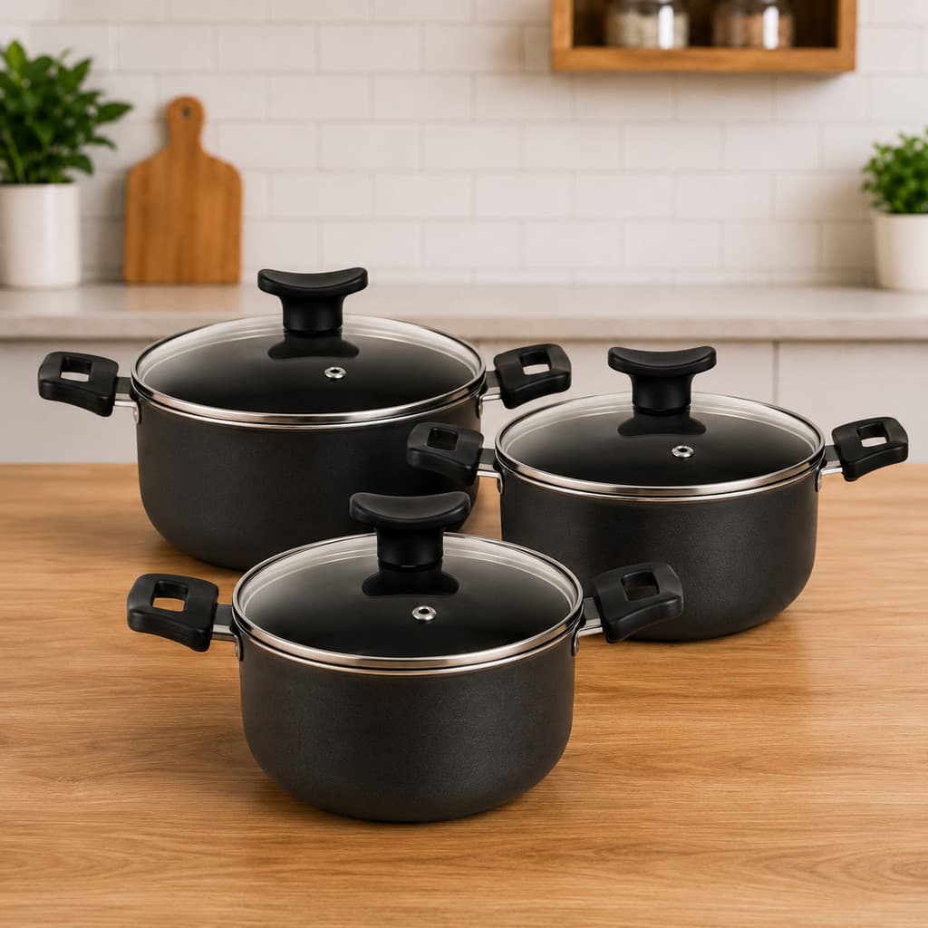 Kit 3 Peças Panelas Teflon Caçarolas 16 18 e 20