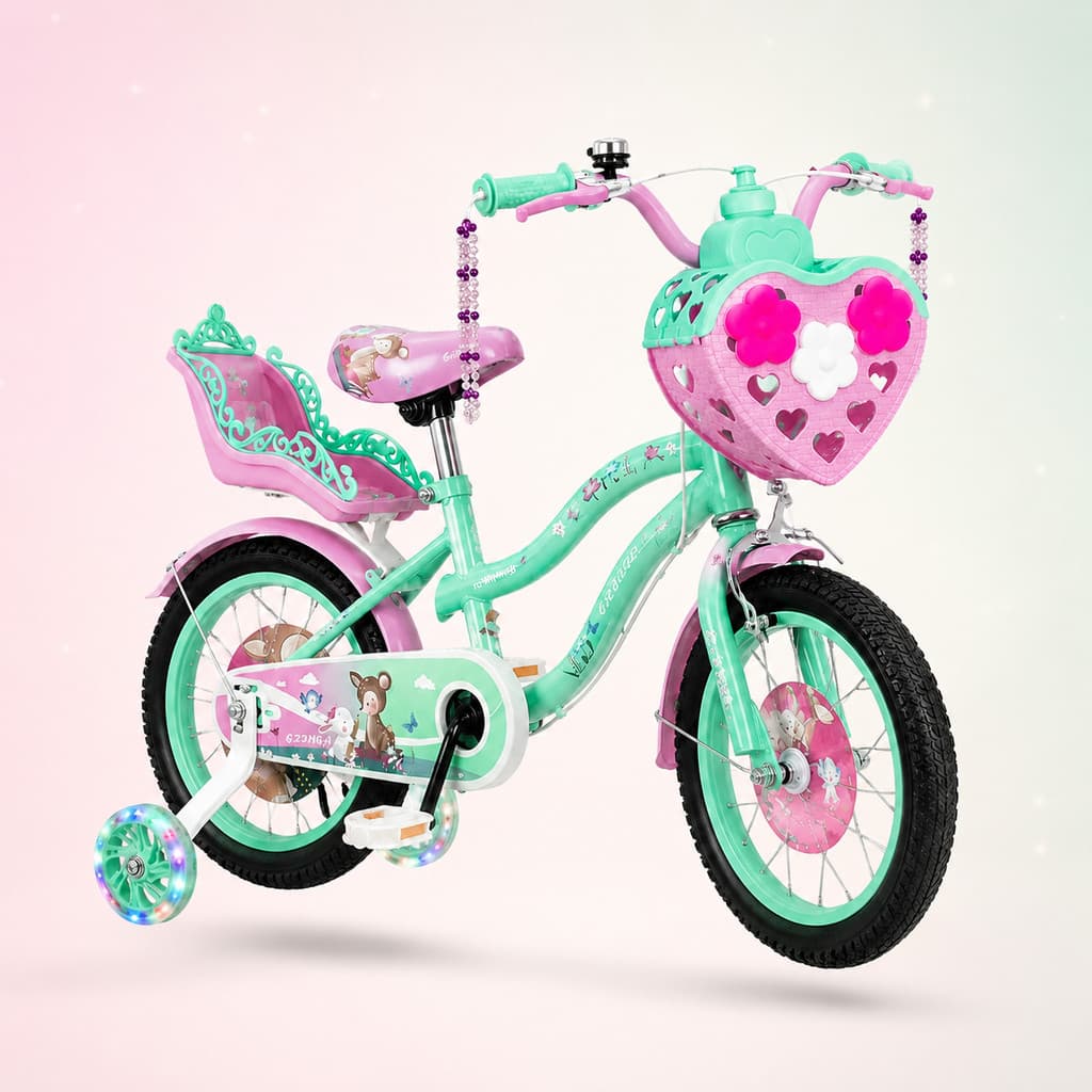 Bicicleta Infantil Verde Menina Aro 16 Lovers 1 Led Premium