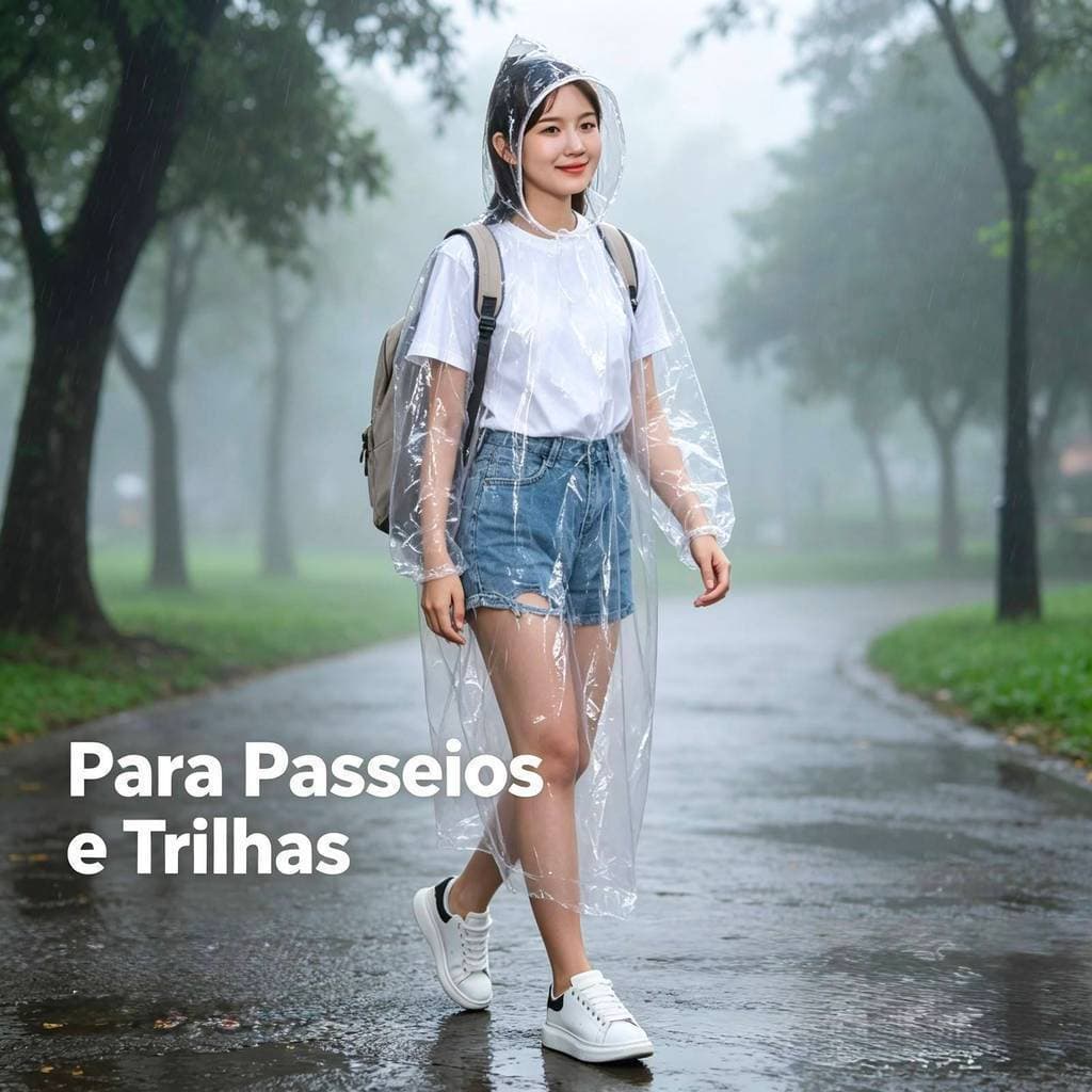 KIT Capa De Chuva Descartavel Transparente Com Capuz  LL-55