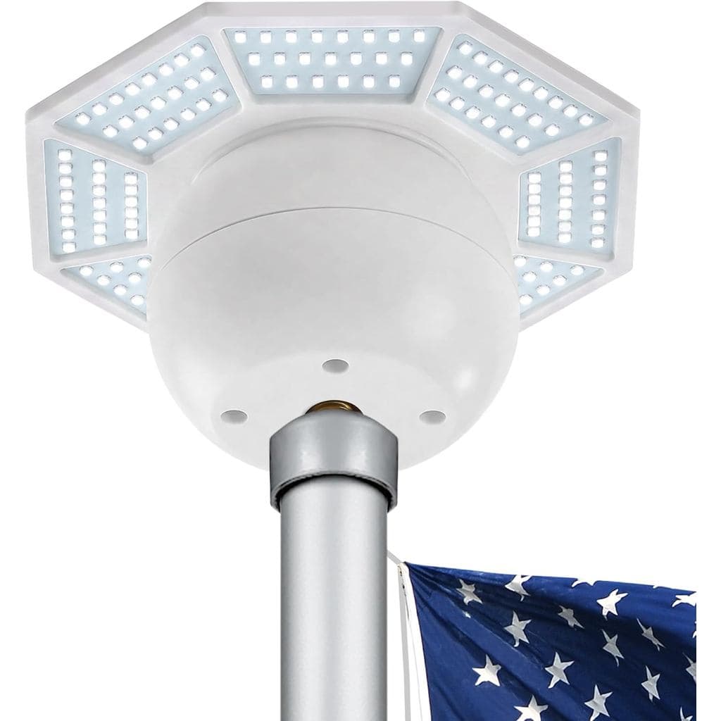 Luz Solar para Mastro de Bandeira, 1400 Lúmens, 168 LEDs, para Mastros de 15-30 Pés, 2 em 1 para Topos de Mastro, Acendi