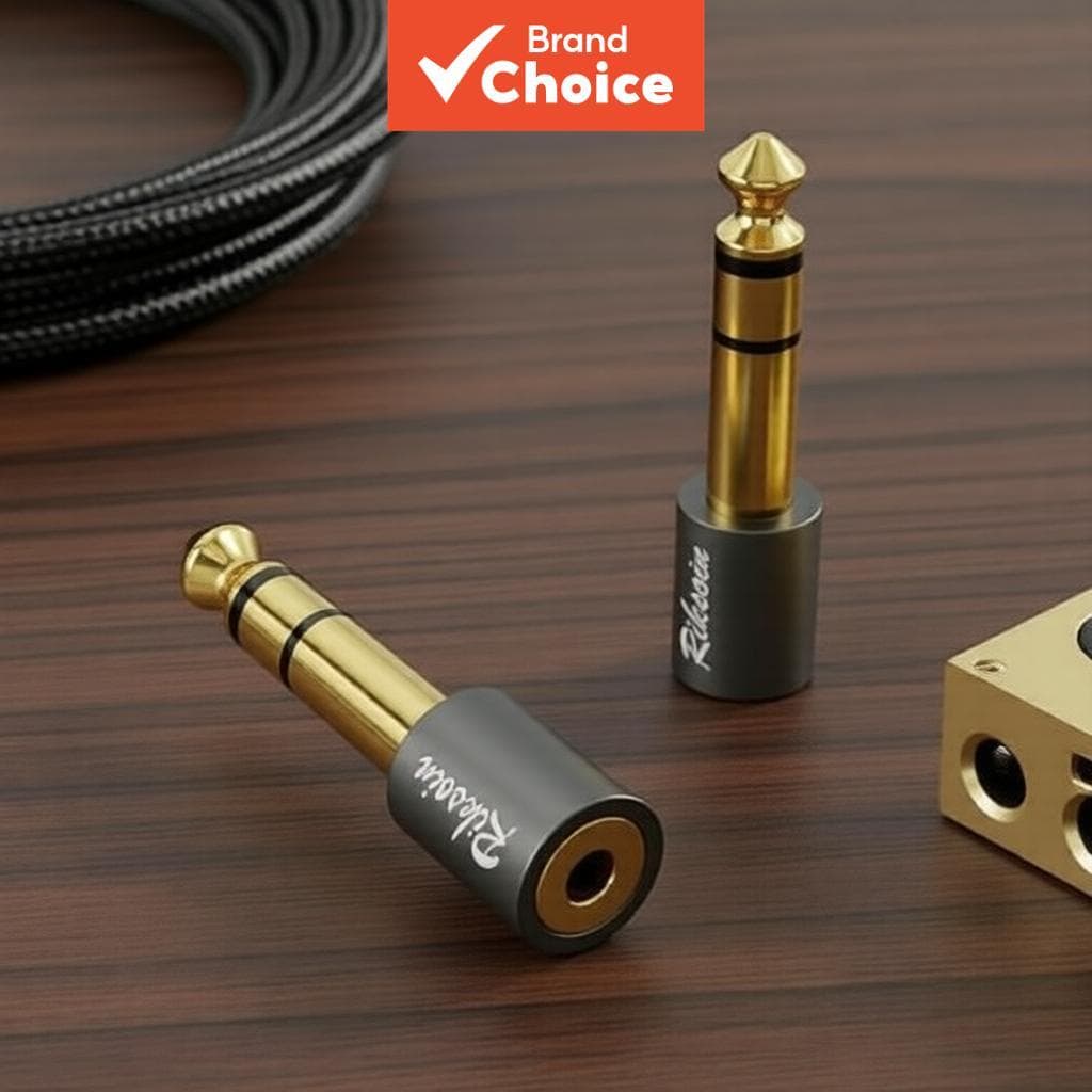 Adaptador de fone de ouvido 6,35 mm a 3,5 mm banhado a ouro Hi-Fi para amplificador de guitarra, piano, alto-falante e