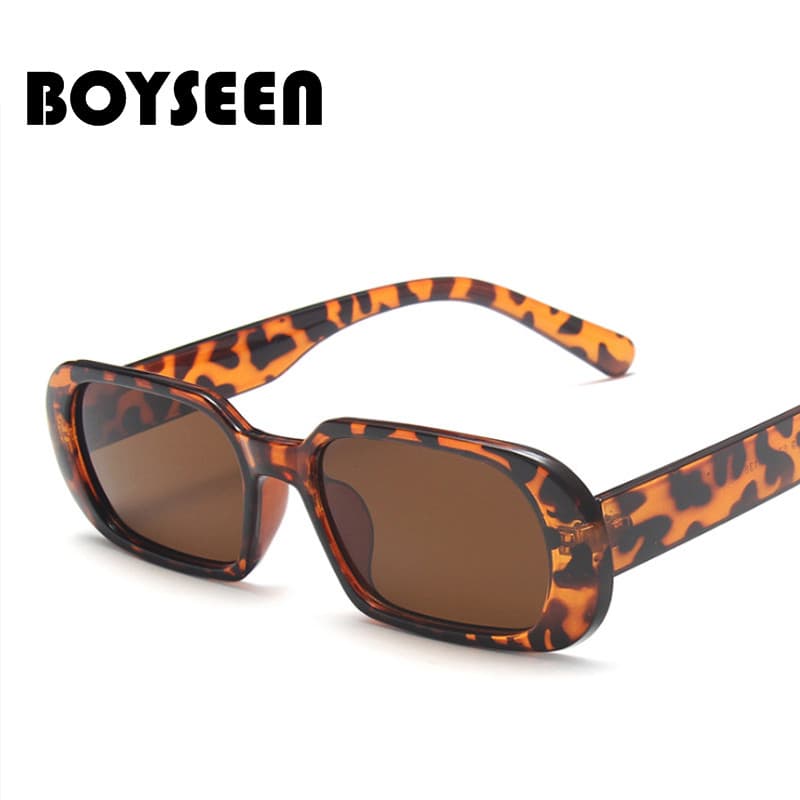 Versão coreana Retro pequeno quadro óculos de sol feminino moda leopardo impressão óculos de sol ins estilo rua tiro ócu