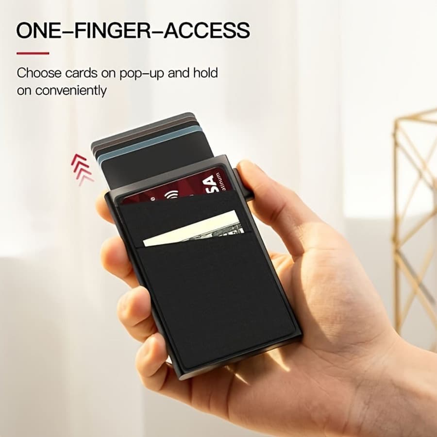 Carteira De Proteção RFID Ultrafina Simples , Caixa Para Cartão , Cassete Lateral Em Liga De Alumínio