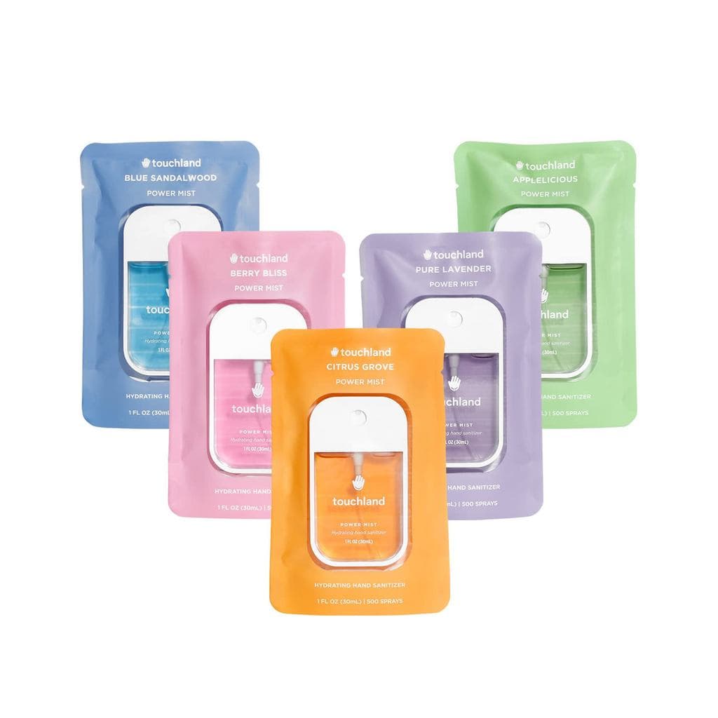 Touchland Spray Higienizador de Mãos Hidratante – Conjunto Top 5 (Applelicious, Blue Sandalwood, Pure Lavender, Berry Bl