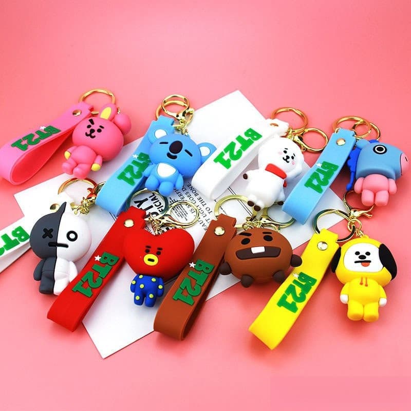Bt21 tártaro chaveiro PVC acessórios carro chaveiro pingente novo MB5G