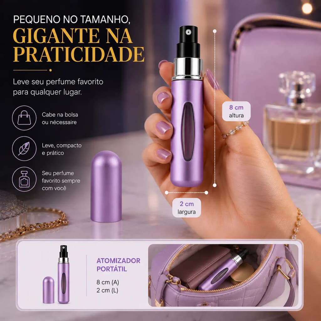 Porta Perfume Recarregável De Bolso 5ml Refil Mochila Borrifador Amostra Viagem Portátil