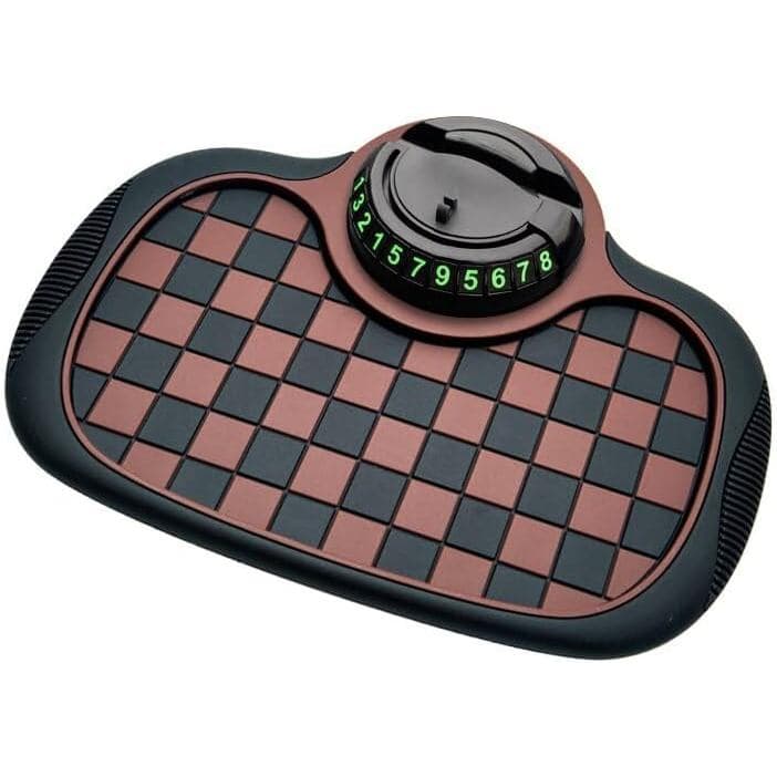 Tapete antiderrapante multifuncional para carro, 360° Suporte giratório para celular, tapete para painel com número de e