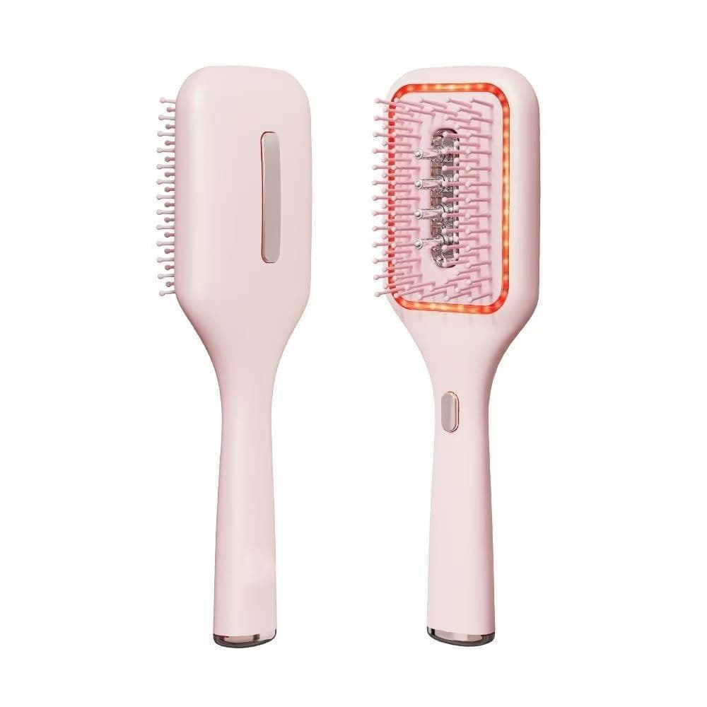Escova de cabelo com dispensador de óleo para couro cabeludo, pente eletrônico com almofada de ar rosa, aplicador de óle