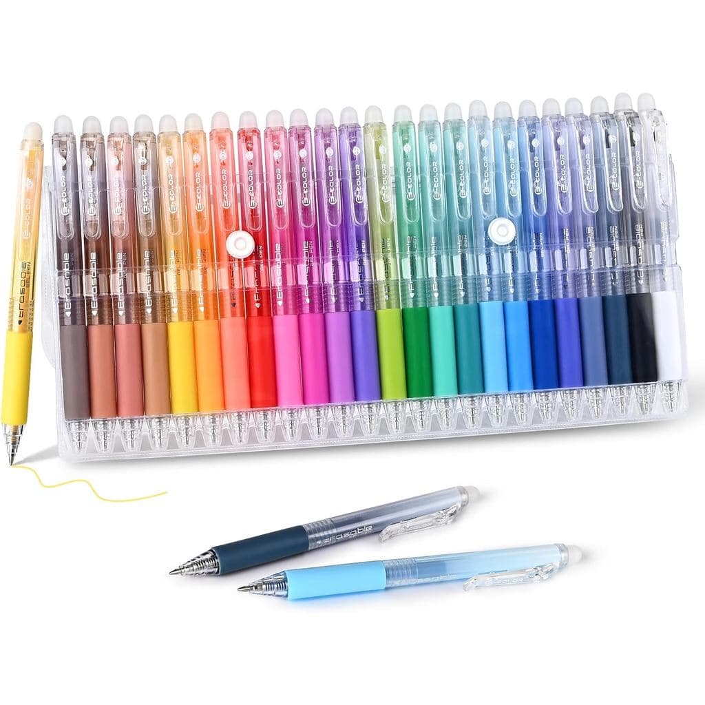 Canetas Gel Apagáveis Coloridas BAYTORY, Ponta Fina 0,7mm, Caneta Retrátil de Cores Variadas com Borracha, Canetas Apagá