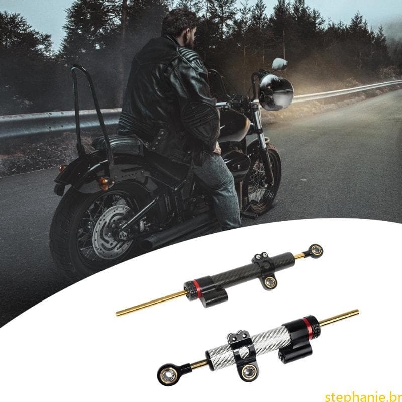 Melhor Amortecimento Do Guiador Da Motocicleta 345mm Amortecedor Direção Fibra Carbono Minimiza A