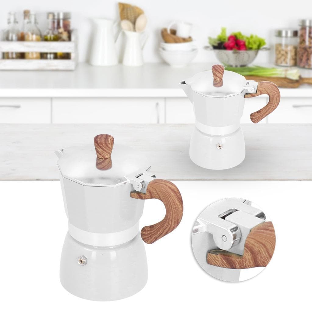 magicstore Urrnd Moka Express Fogão Cafeteira Prático Pote De Alumínio Octogonal Para Cozinha Doméstica 150ML (milky