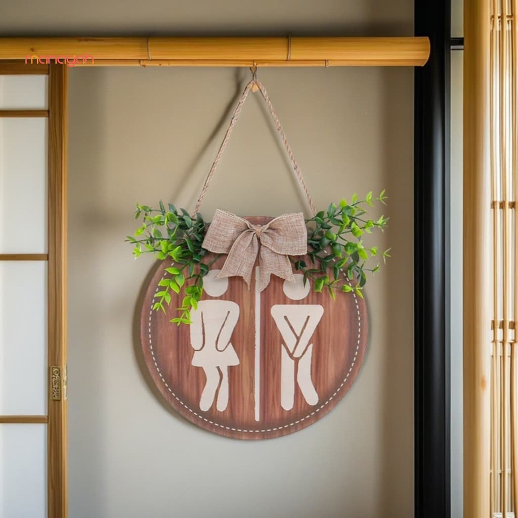 Sinal De Vaso Sanitário , Suspensão De Parede Decorativa Para Textura Retrô Desgastada , Design Fácil De Pendurar Porta
