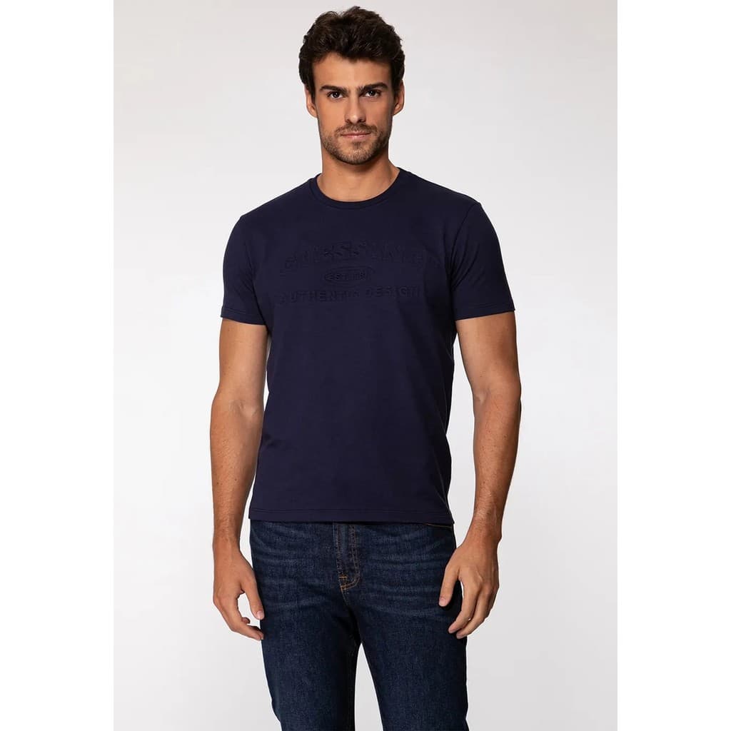 Camiseta Guess Masculina Alto Relevo Guess Azul Marinho