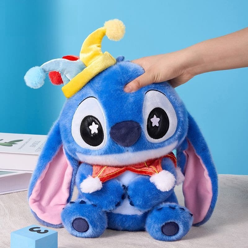 [Oficial] Boneco de Pelúcia da Série Stitch Naughty - Boneco Engraçado do Palhaço Stitch com Cabelos Cacheados - Almofad