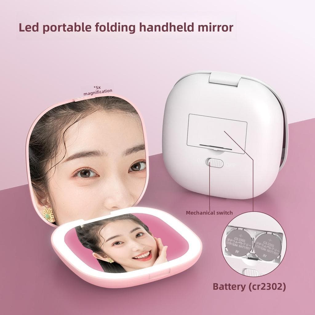 Portátil dobrável LED espelho de maquiagem portátil luz preenchimento espelho portátil recarregável Mini espelho bolso b