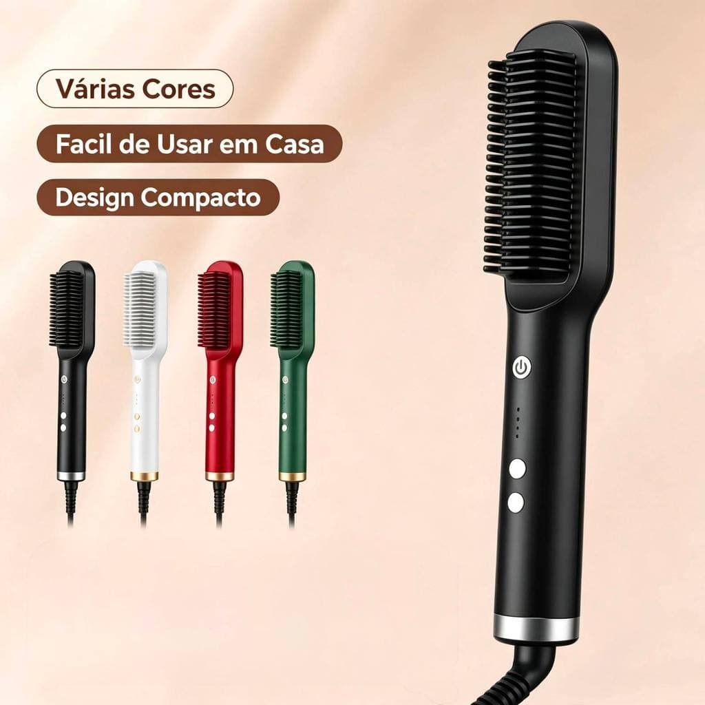 Escova Elétrica Alisadora Profissional De Cerâmica Para Cabelo Liso Pente E Escova Alisadora 5 Em 1 FM-55