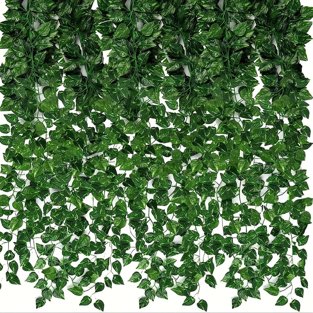 Guirlanda de hera artificial verde para pendurar na parede, plantas e flores artificiais de plástico.