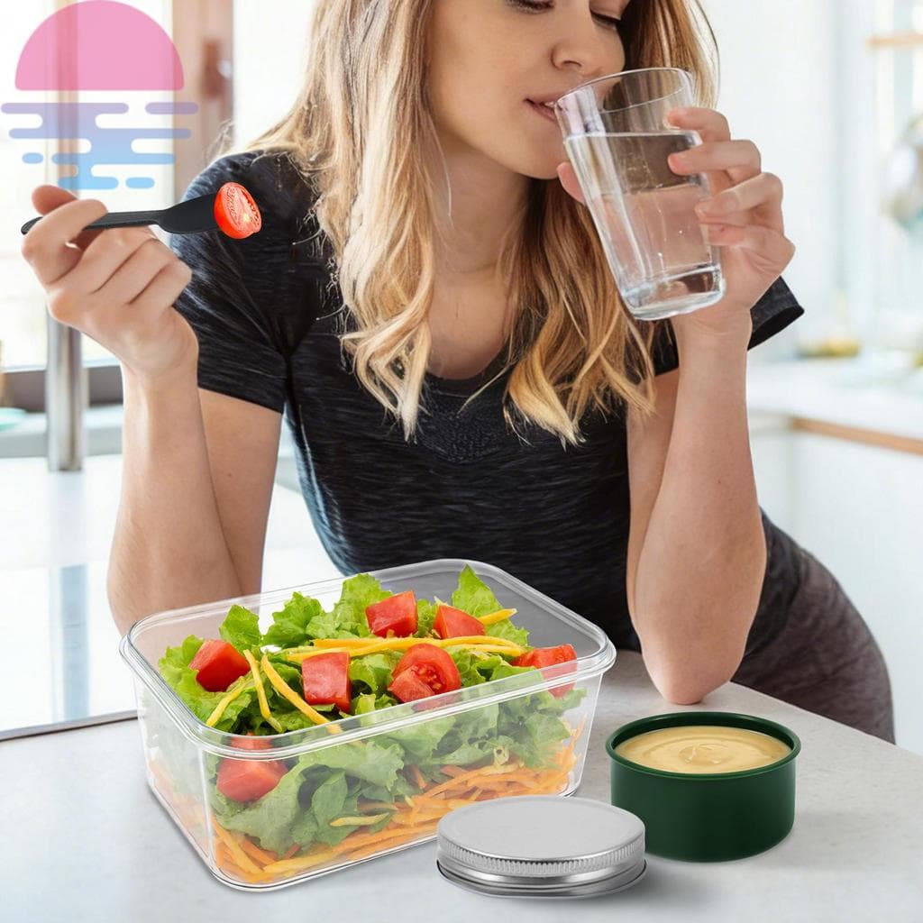 Recipiente De Salada De Frasco De Pedreiro Com Copo De Molho Cápsula Reutilizável Separado SHOPSKC0024