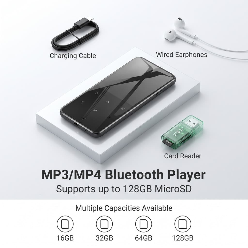 MP3 MP4 Music Player  4.2 Bluetooth De Alta Fidelidade De Metal Portátil Mini Botão De Toque