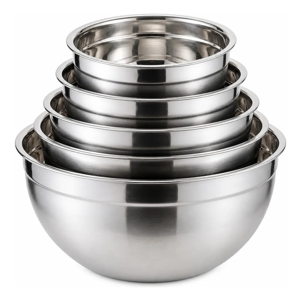 Kit 5 Tigelas Inox Multiuso Para Cozinha Preparar Alimentos