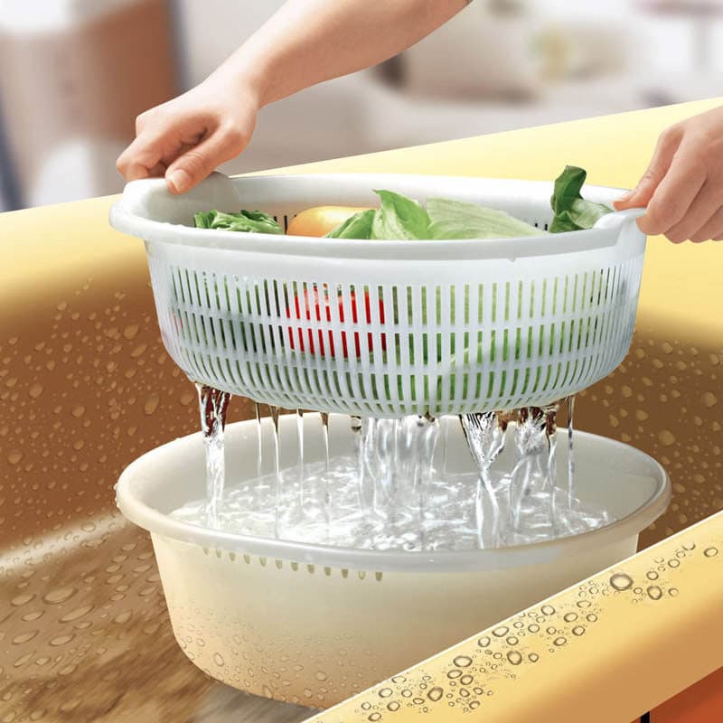Cesta de drenagem de cozinha importada do Japão Bacia de lavagem de arroz Cesta de lavagem de vegetais Dreno Pia azul Ce