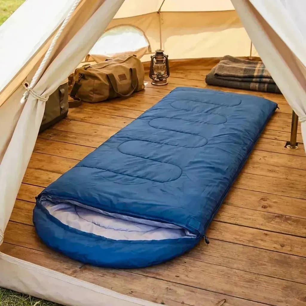 Saco De Dormir Adulto Para Camping Trilha Viagem Outdoor Poliéster Com Bolsa E Fibra Sintética
