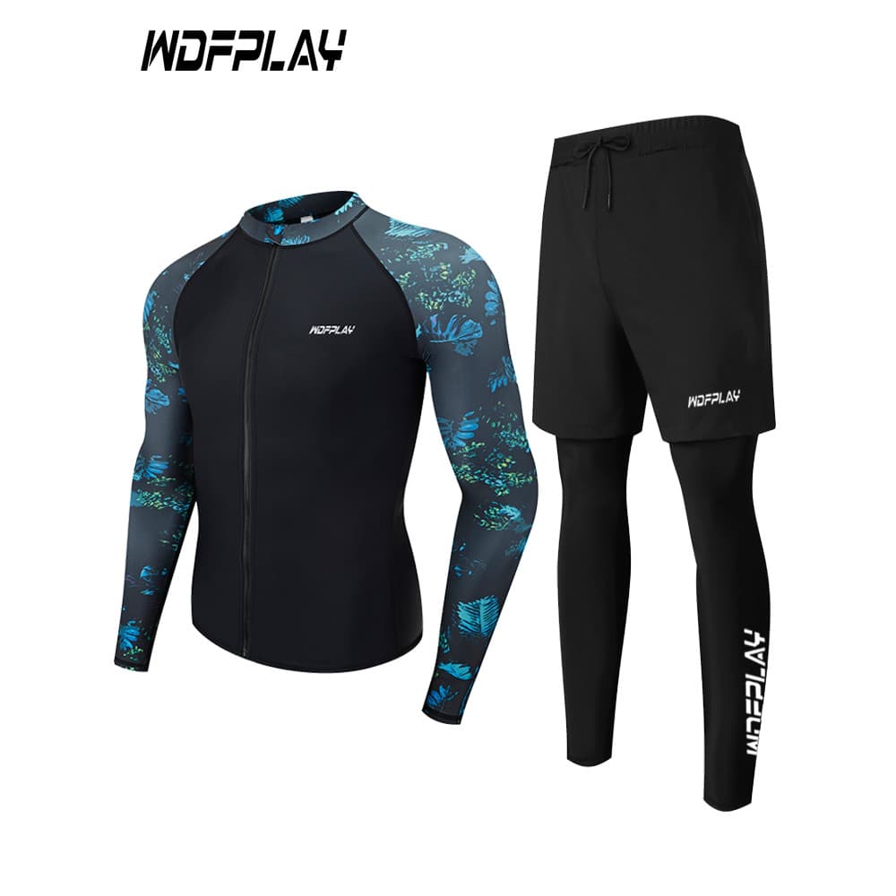 WDFPLAY terno de mergulho masculino de manga comprida de secagem rápida respirável Fitness esportes ao ar livre surf ter